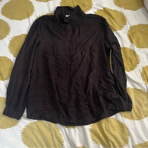 Dylan black polka dot button up blouse size medium
